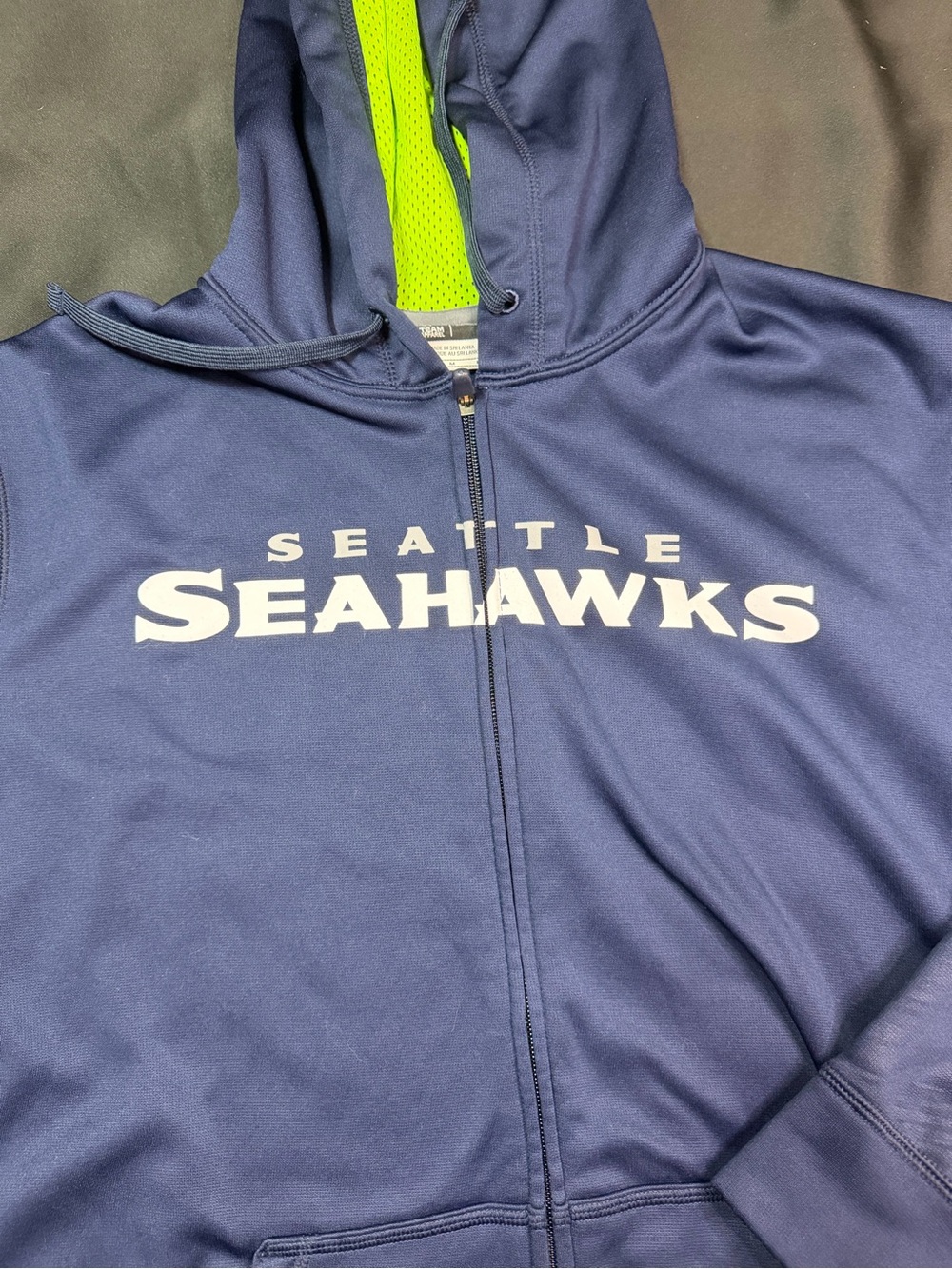 NFL Seattle Seahawks Navy Blue Full-Zip Hoodie with Lime Lining